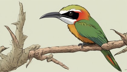 Sticker - A colorful bird perched on a branch