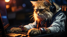 Orange Cat In Suit Uniform Professional Gamer