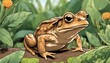 A frog sitting on a rock in a field