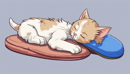 Wall Mural - A kitten sleeping on a red and blue shoe