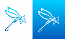 Vector Graphic Illustration Of Blue Dragonfly Logo Design Template