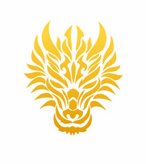 Wall Mural - vector graphic illustration of tribal art design dragon face golden color