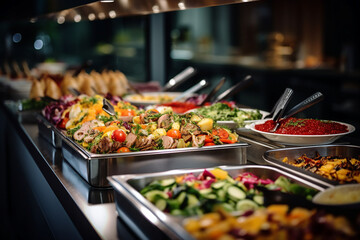 Poster - Generative AI picture of delicious food meal in school canteen