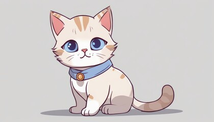 Sticker - A cute kitten wearing a blue collar