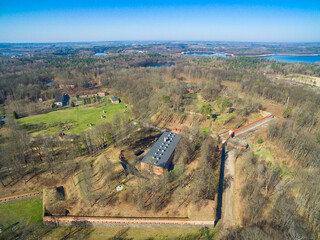 Wall Mural - Aerial view of star shaped Boyen stronghold in Gizycko, Poland (former Loetzen, East Prussia, Germany)