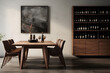 A dining room with a minimalist wall mounted wine bar