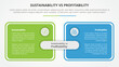 sustainability versus profitability comparison opposite infographic concept for slide presentation with big box table outline with flat style