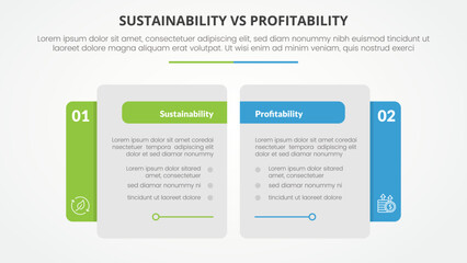 sustainability versus profitability comparison opposite infographic concept for slide presentation w