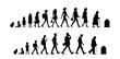 © Козич Денис - Vector illustration. Silhouette of growing up man from baby to old age. Many people of different ages in a row.