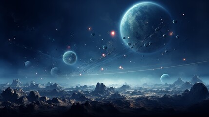 Poster - Cosmic space background with nebula, stars, and hdri spherical panorama for environment mapping