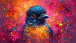cute baby print illustration of colorful crows