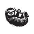 Arboreal Harmony: Sloth Silhouette Set Showcasing the Harmony of Sloths Amidst Lush Treetop Environments - Sloth Illustration - Sloth Vector
