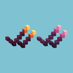 Poster - Isometric Pixel art 3d of double checklist icon for items asset.checklist icon on pixelated style.8bits perfect for game asset or design asset element for your game design asset.