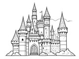 Fototapeta Paryż - fantasy Magic Castle Coloring Page. Generative Ai