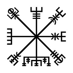 Wall Mural - Vegvisir. The Magic Compass of Vikings. Runic Talisman. Vector illustration