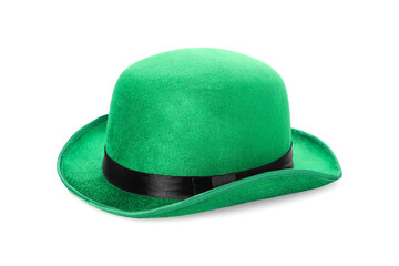 Green leprechaun hat isolated on white. Saint Patrick's Day accessory