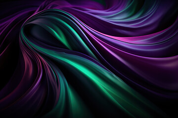 Canvas Print - Vivid and flowing silk fabric background in shades of blue, purple, and teal