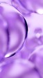 Essential cosmetic oil bubbles floating in water. Purple liquid sphere shaped, fluid flow background. Moisturizing hydrating collagen cream. Skin care serum beauty care vitamin concept 3d illustration
