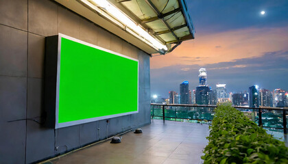 Wall Mural - Green Screen Chroma Wall bill board and TV branding campaign promotion display with copy space for products.