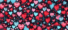 Abstract Colorful Seamless Holiday Pattern For Valentine's Day Decoration. Concept For Wedding, Love Anniversary Or Valentine's Day Celebration
