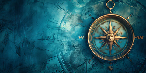 Canvas Print - Old sea compass background