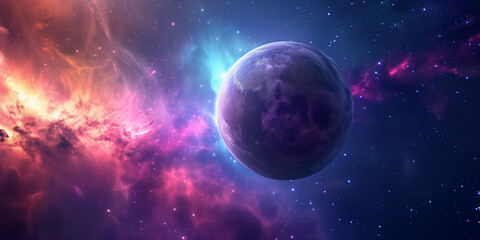 Canvas Print - Space background with colorful planets