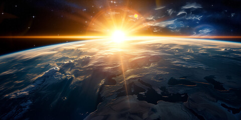 Wall Mural - Sunrise on earth seen from the space