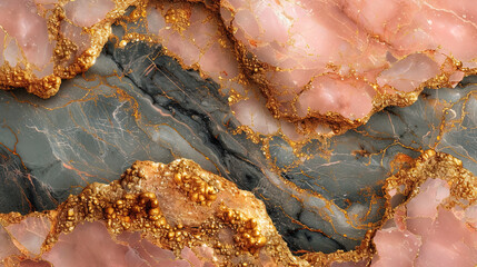 Wall Mural - Light pink marble with golden streaks that create the impression of tenderness and