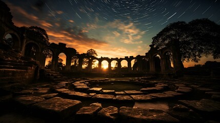 Wall Mural - Sunset Over Ancient Ruins in a Rocky Landscape
