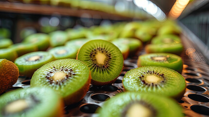 Wall Mural - The technologist is responsible for the process of selection and production of kiwi at the enterprise of the food indust