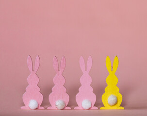 Poster - easter bunny on pink background