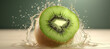 fresh kiwi fruit slices with water splash 37
