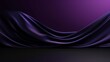 Minimalist black stage with flowing royal purple silk drapes in backdrop, Premium showcase mockup template for Beauty, Cosmetic, Luxury products, with copy space for text