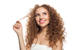 © artmim - Lovely female model beauty portrait. Natural beauty woman with long hair and prfect fresh clear skin. Cosmetology, facial treatment, skincare and hair styling concept