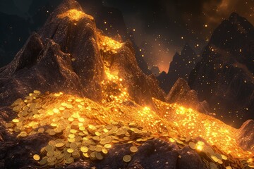 a mountain of shimmering gold coins