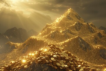 a mountain of shimmering gold coins