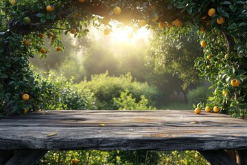 Poster - A wooden table is filled with numerous vibrant oranges.
