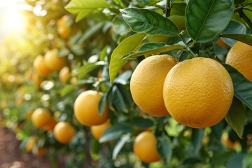 Poster - A vibrant tree covered in an abundance of fully ripe oranges, ready for harvesting.
