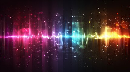Poster - Colored background of abstract sound wave. Abstract flowing wavy, smoke lines. Vibrant colorful digital dynamic wave..
