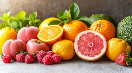 Poster - A collection of various fruits and vegetables arranged side by side in an organized manner.