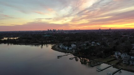 Wall Mural - Aerial View of Norfolk Virginia From the Lafayette River at Sunset