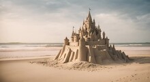 Majestic And Huge Sand Castle On The Beach