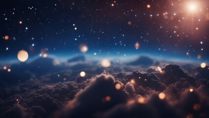 stars and nebula  Deep blue space background filled with nebulae and shining stars 