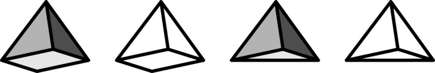 Poster - Basic Pyramid Prism Shape Icon Set in 3D Style Perspective View. Vector Image.