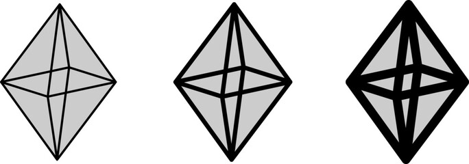Poster - Basic Geometric Diamond Crystal Gem Icon Set in 3D Style Perspective View. Vector Image.
