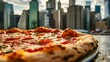 © sitifatimah - New York style pizza against a city skyline