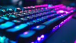 Close up of RGB gaming keyboard