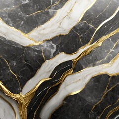  Monochromatic Grandeur: Black and White Marble with Luxurious Gold
