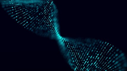 Fototapete - Digital background with movement of glowing particles. Complex technologies of big data. 3D rendering. Seamless loop.