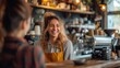 © ArtCookStudio - A cheerful barista engaging in conversation with a guest at the bar counter